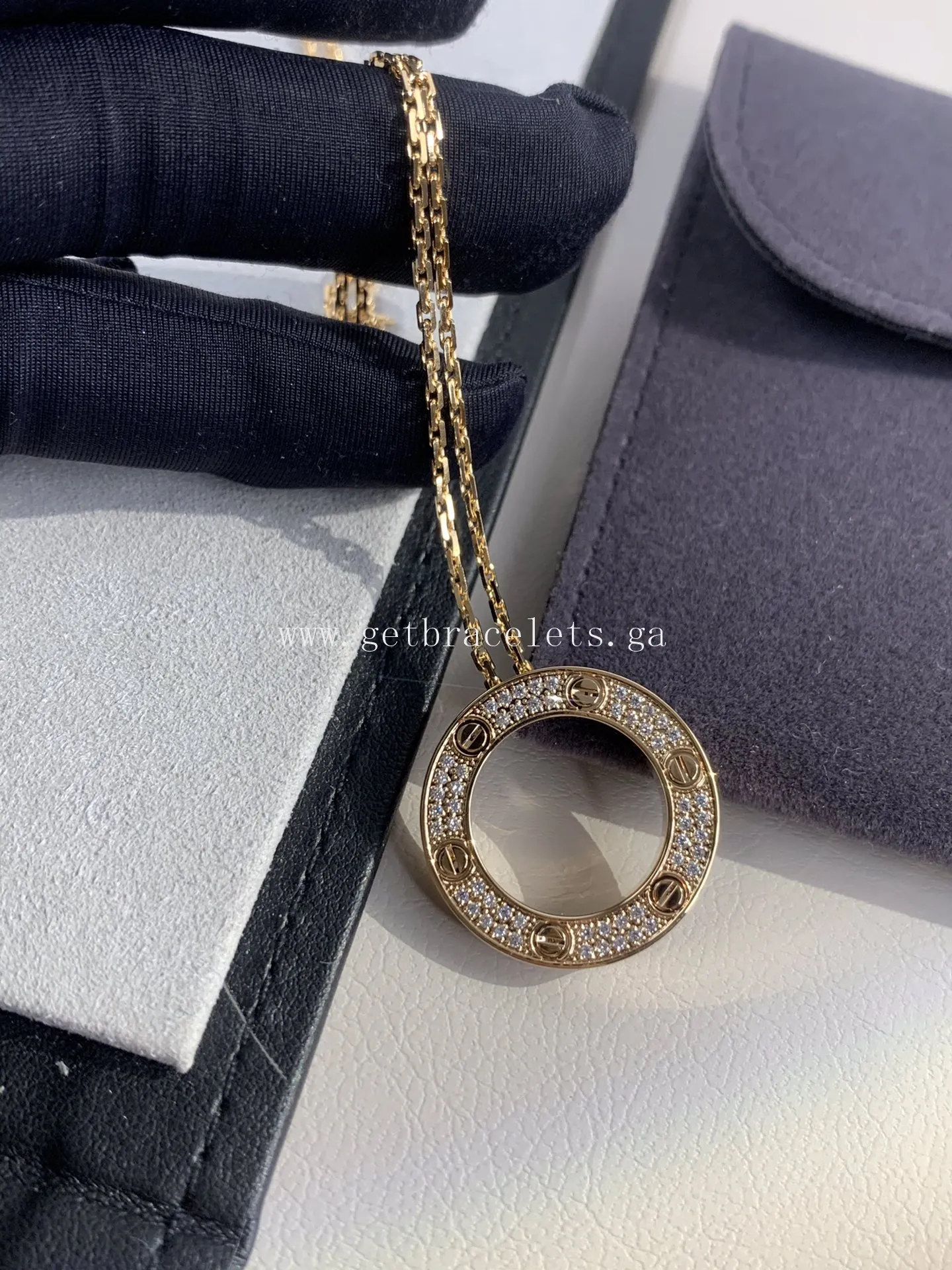 Cartier Love Necklace Rose Gold With Pave Diamonds