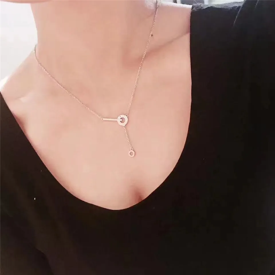 High End Tiffany Atlas Circle & Crystals Bar Pendant Tassel Necklace Disruptive Design