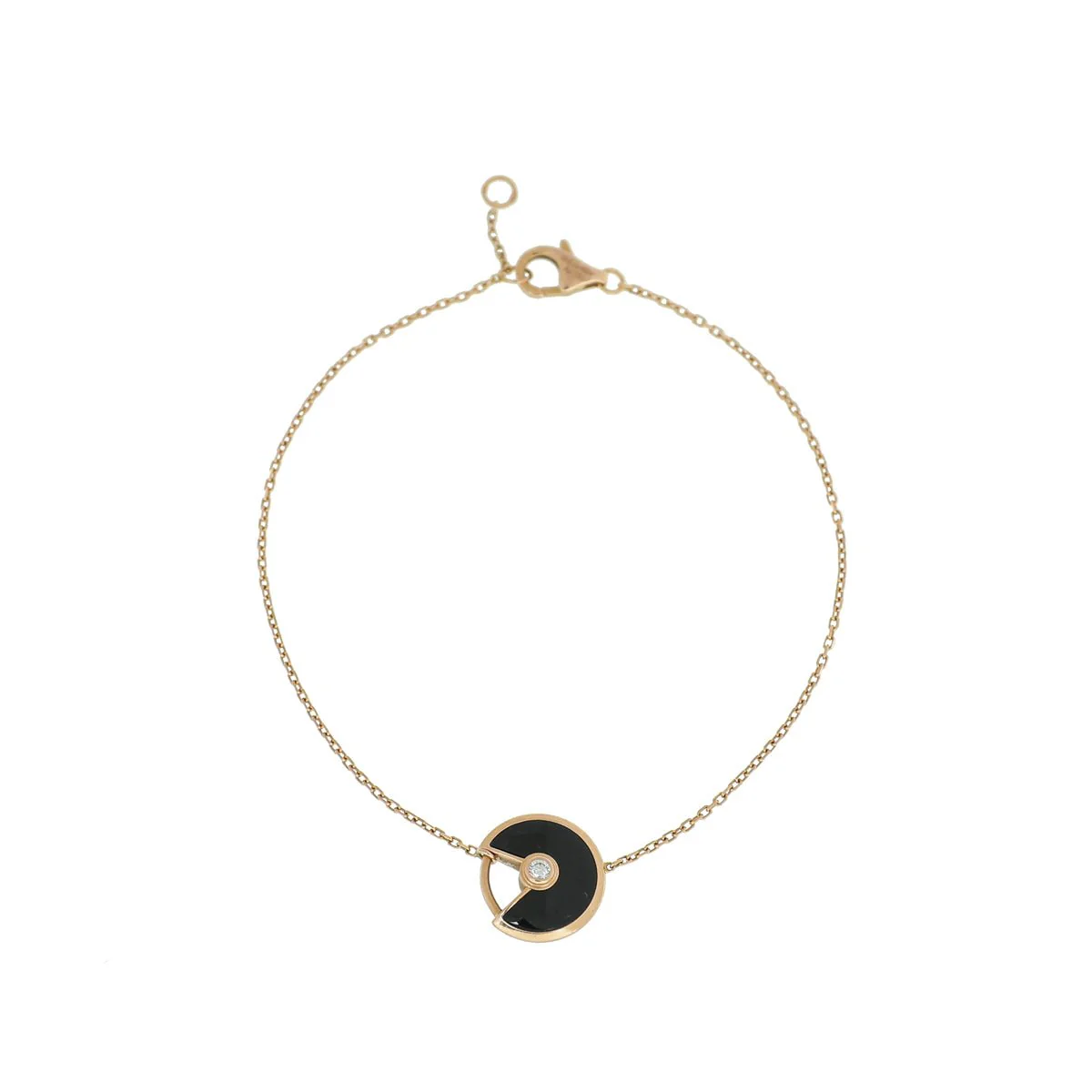 Cartier 18K Rose Gold Diamond Onyx Amulette De Cartier XS Bracelet