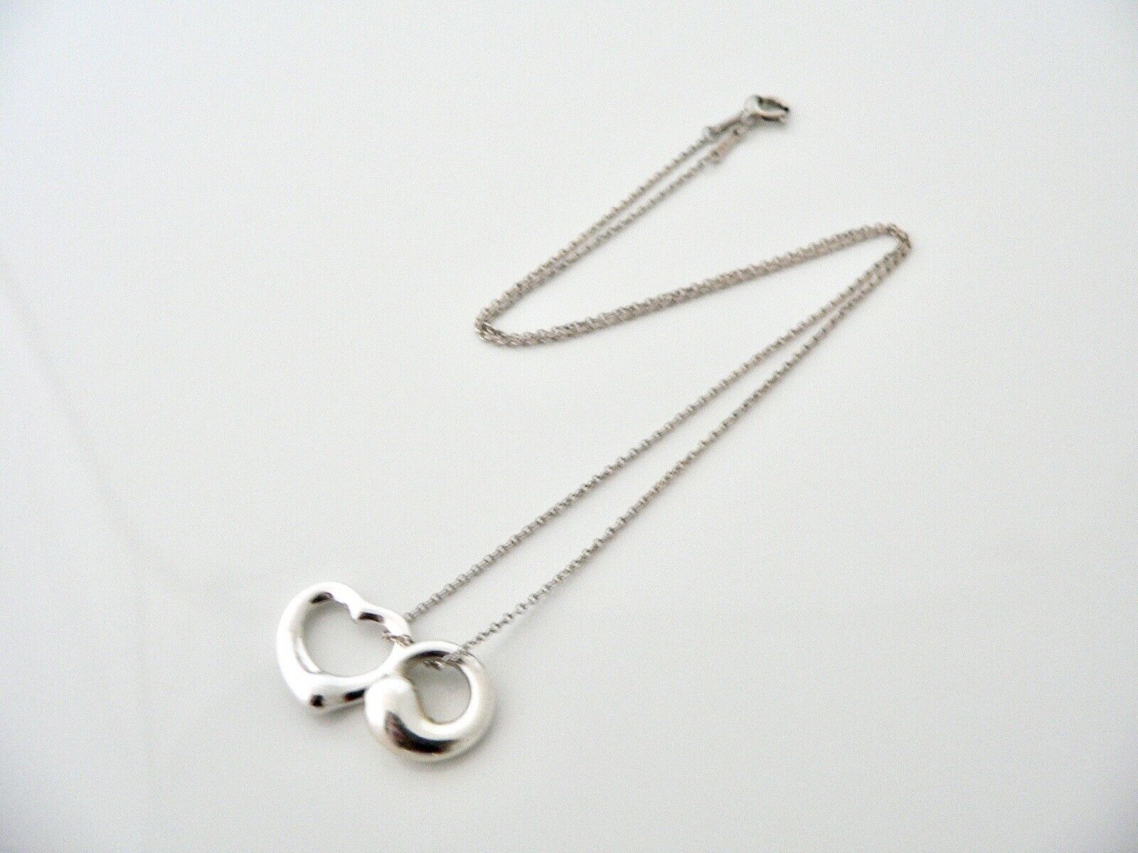 Tiffany & Co Silver Open Heart Eternal Circle Pendant Necklace Chain Gift Love
