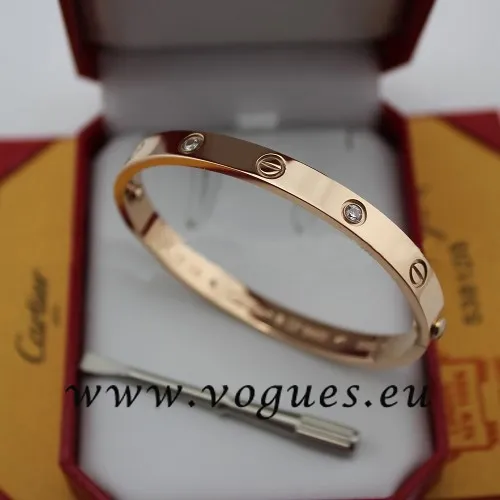 Cartier Couple Bracelet Pink Gold 4 Diamonds B6041005 (New Version – Prevent Screws Fall Out)
