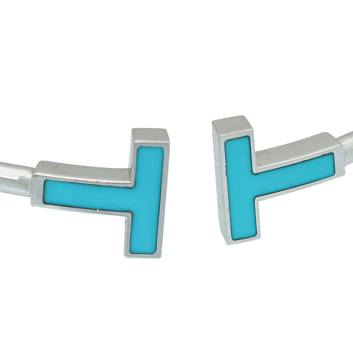 Tiffany & Co 18K White Gold Turquoise T Wire Medium Bracelet