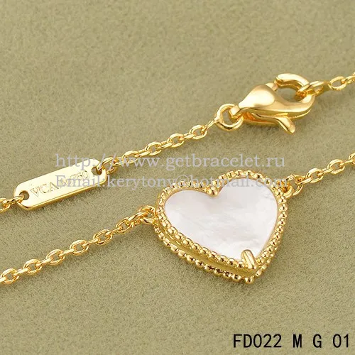 Van Cleef Arpels Sweet Alhambra Heart Pendant Yellow Gold With White Mother Of Pearl