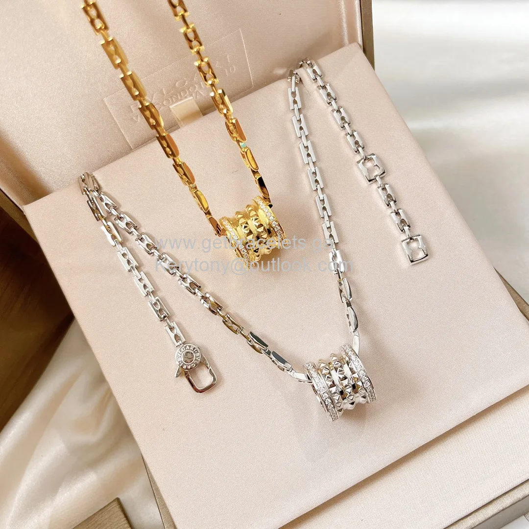 B.zero1 Rock Necklace with Pave Diamonds Yellow Gold and White Gold AAA