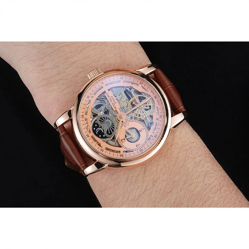 Dual Time Moonphase Tourbillon Dial Rose Gold 44 mm, Rose Gold Plated