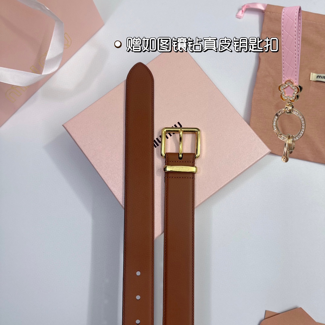 MiuMiu Leather Belts 1:1 Mirror Version