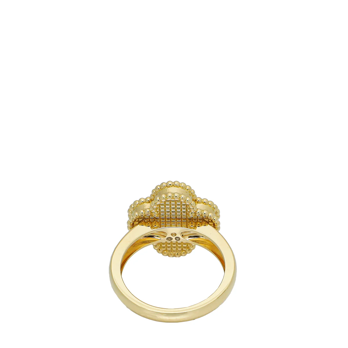 Van Cleef & Arpels 18K Yellow Gold MOP Diamond Vintage Alhambra Ring 51