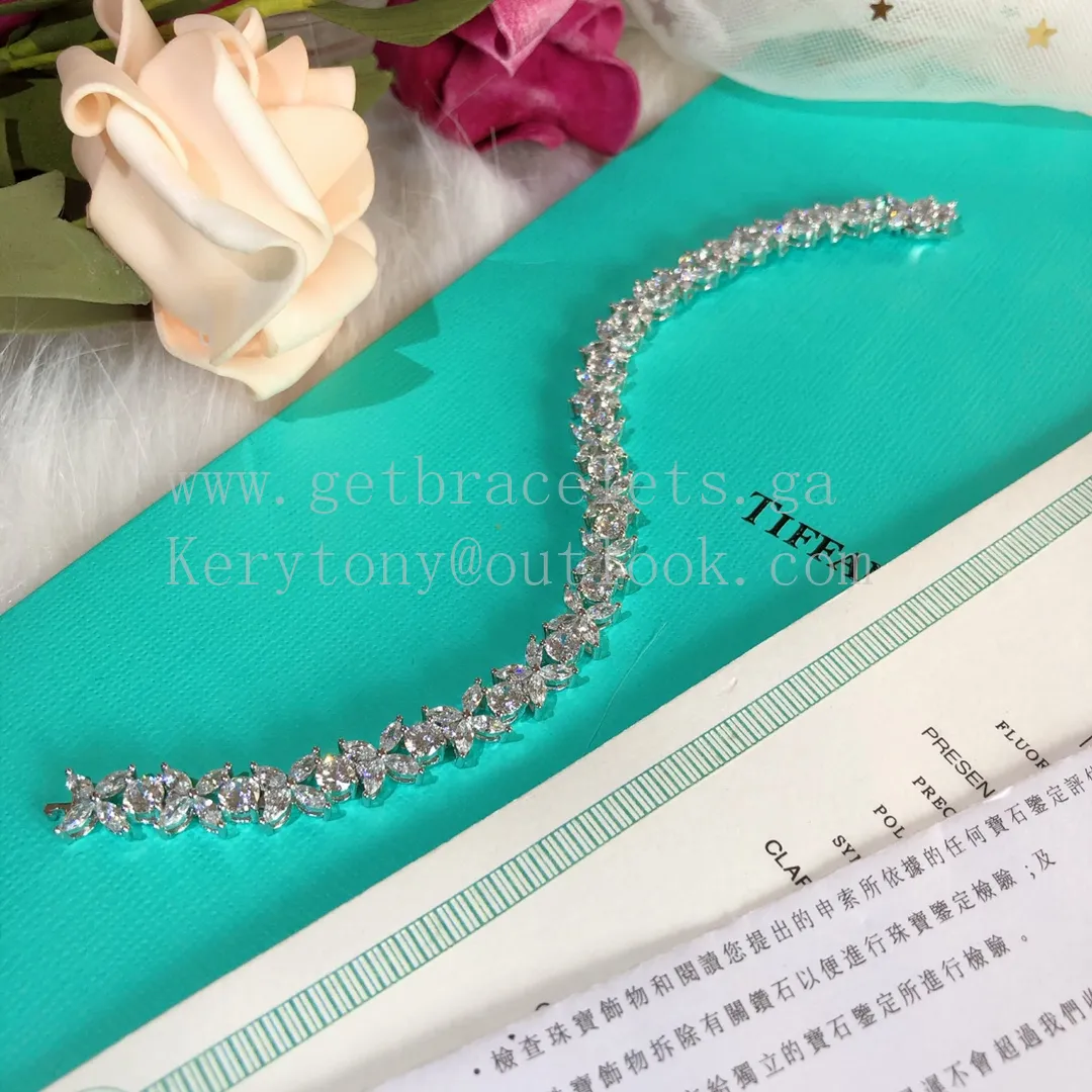 Tiffany Narrow Alternating Bracelet White Gold With Diamonds