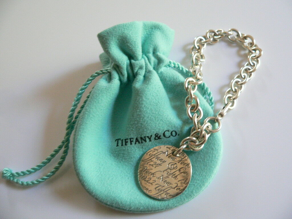 Tiffany & Co Silver Large Notes Bracelet Bangle Chain Rare Gift Love Pouch