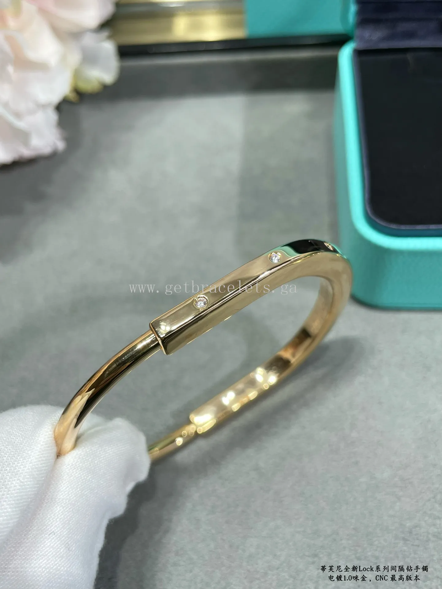 Tiffany Lock Bangle in White Gold/Rose Gold/Yellow Gold with Diamond Accents