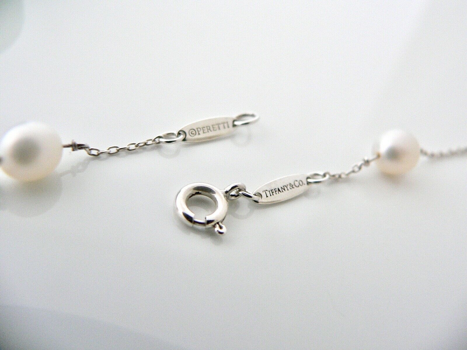 Tiffany & Co Pearl by the Yard Necklace Pendant Charm 19 In Chain Peretti Silver