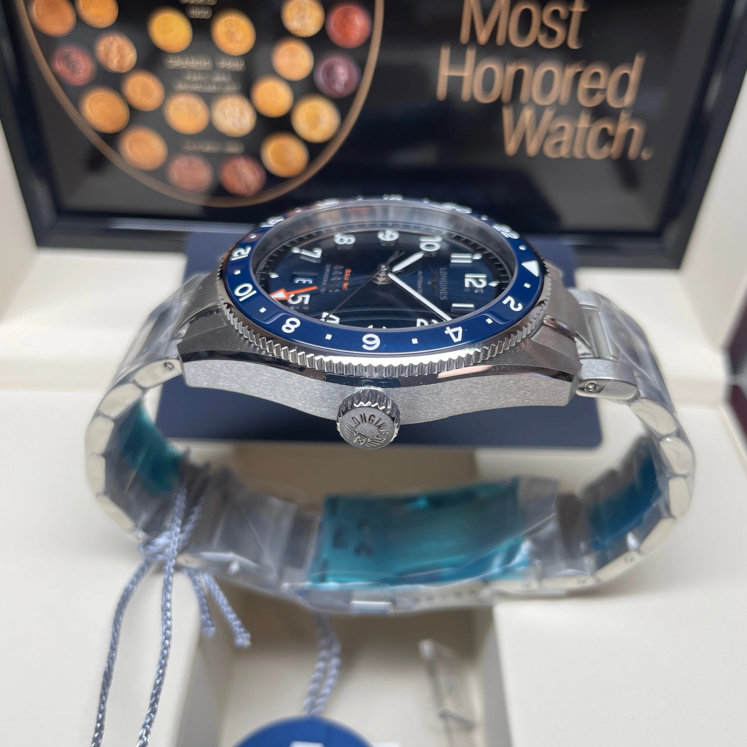 Spirit 42MM Zulu Time GMT Blue Steel Watch L38124936