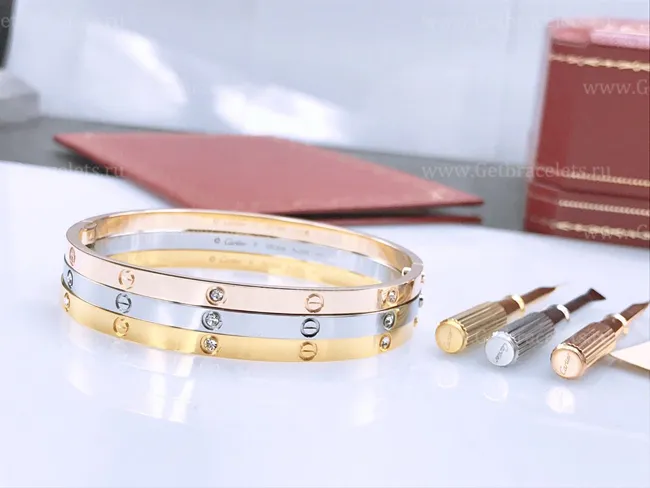 Copy Cartier Love Bracelet SM with 6 Diamonds Pink Gold B6047617 1:1 Version