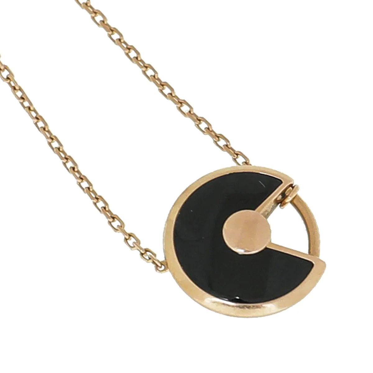 Cartier 18K Rose Gold Diamond Onyx Amulette De Cartier XS Bracelet