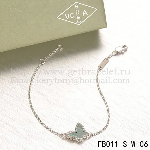 Van Cleef & Arpels Sweet Alhambra Butterfly Bracelet White Gold With Malachite Mother Of Pearl