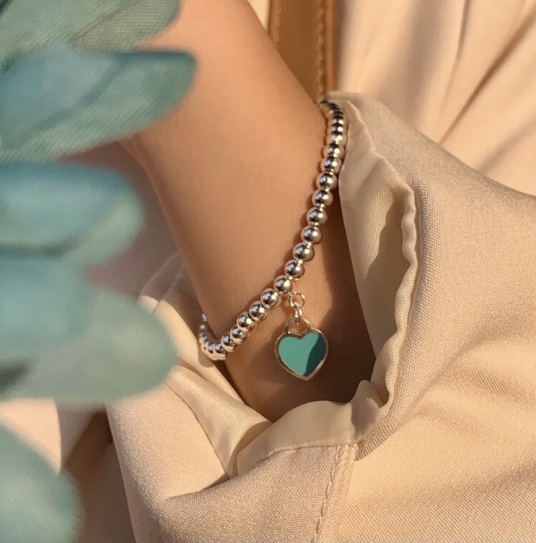 Return To Tiffany Blue Heart Tag Bead Bracelet