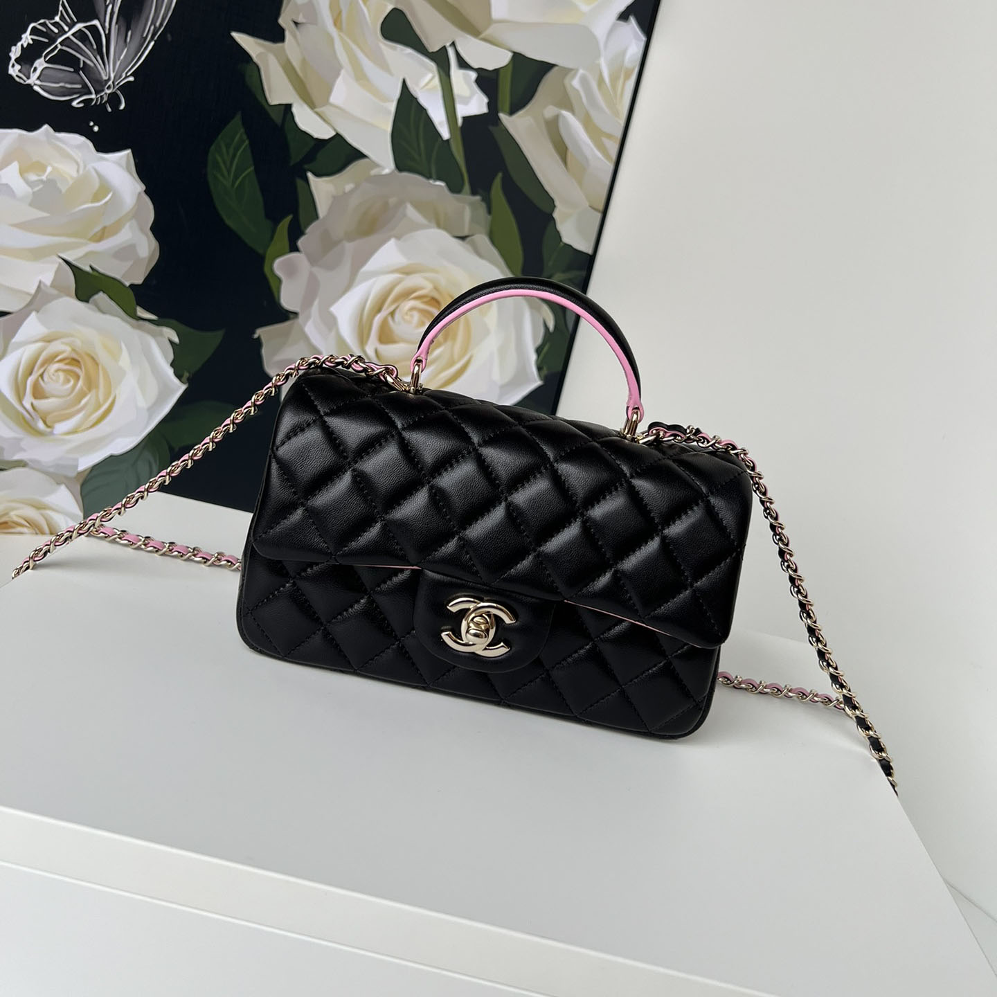 Chanel Classic Mini CF Mirror Version Flap Bag Top Handle Shoulder Bag Handbag 10A