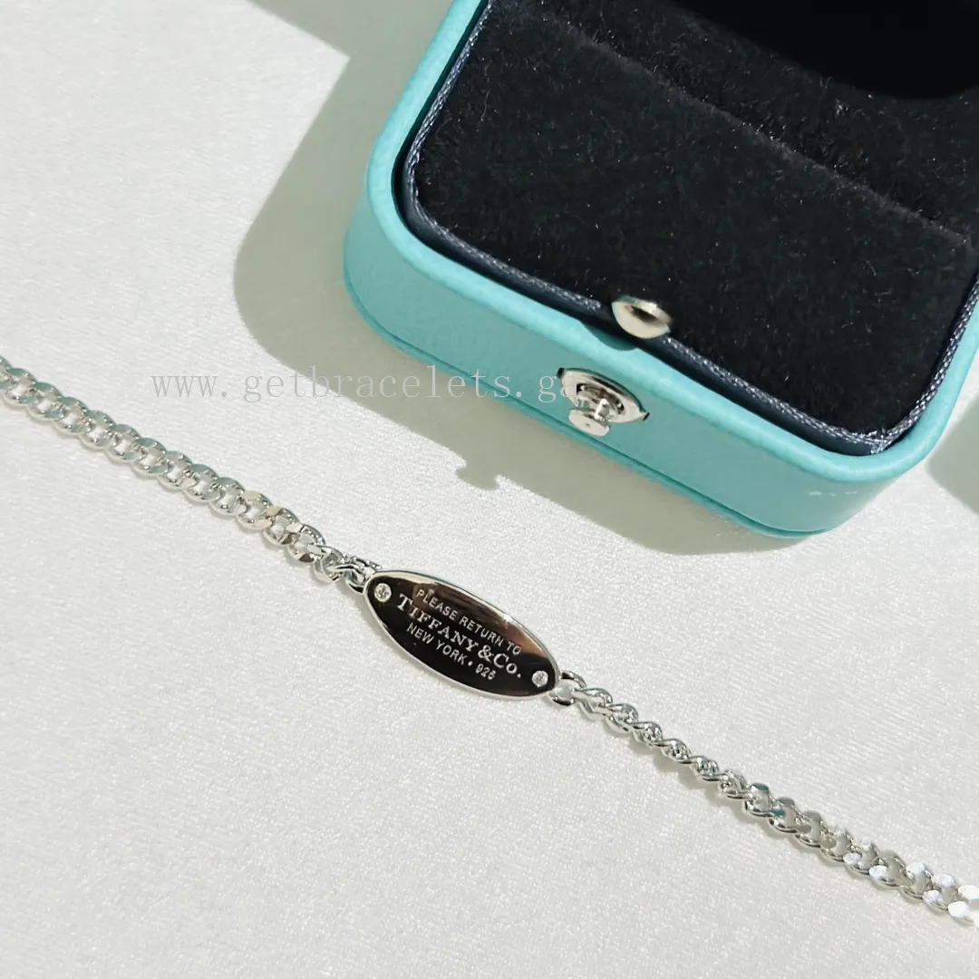 Tiffany Oval I.D. Bracelet in Sterling Silver with Diamonds