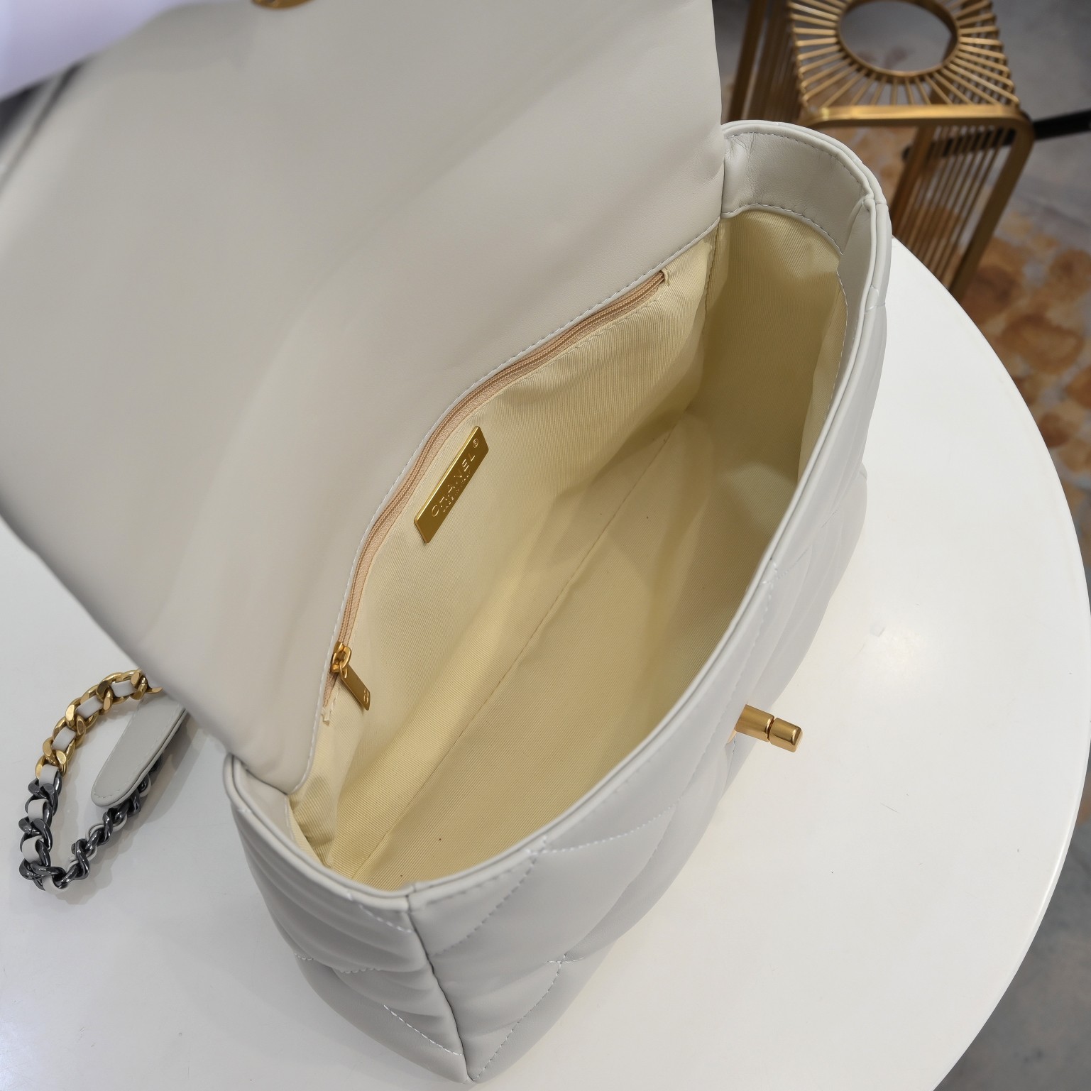 Chanel Lambskin Quilted Medium19 Flap Shoulder Bag Handbag