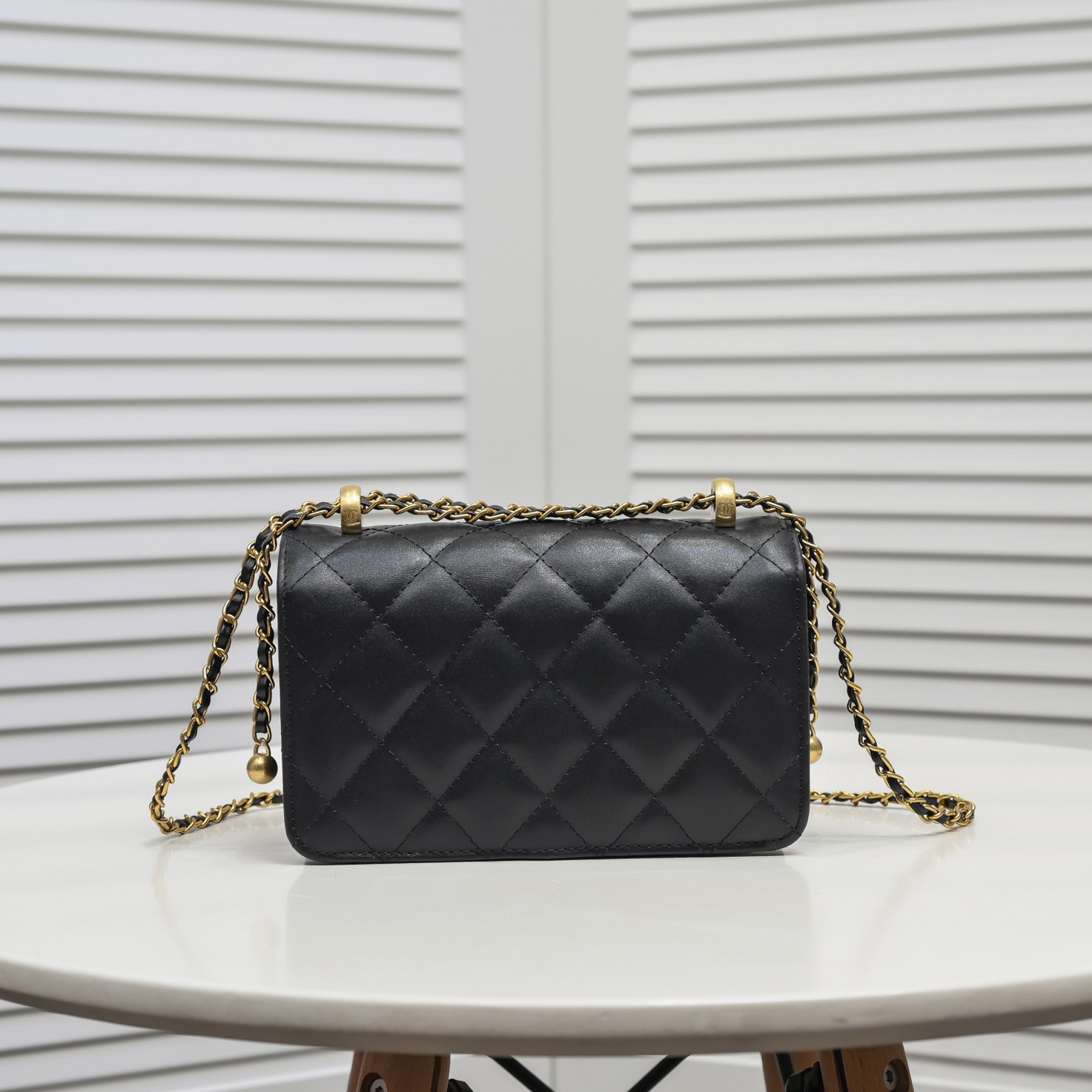 Chanel WOC Double Gold Ball Chain Mini Shoulder Bag Handbag