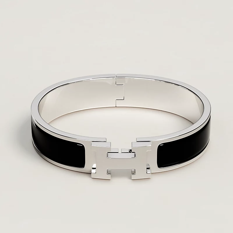 Hermes Fake Bracelet, Clic H bracelet Dupe, Black Enamel, Three Color