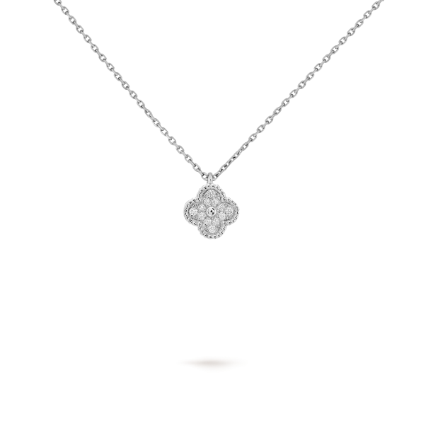 Mini White Gold& Gold Clover Necklace, Van Cleef Dupe