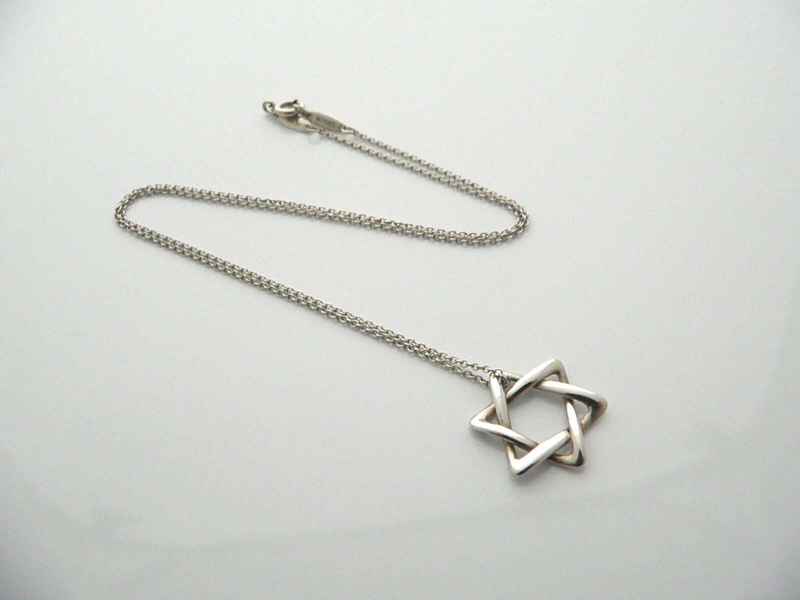 Tiffany & Co Peretti Silver Star of David Necklace Pendant Chain Rare Gift Love