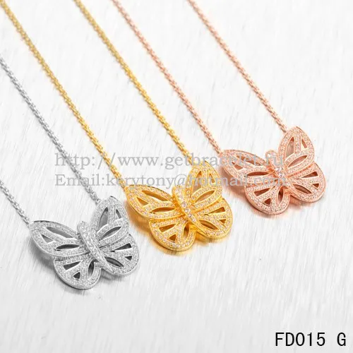 Van Cleef Arpels Butterfly Hollowing Carving Pendant Yellow Gold With Pave Diamond