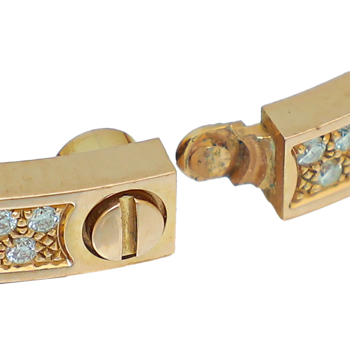 Cartier 18K Yellow Gold Small Model Love Bracelet w/Paved Diamonds 16