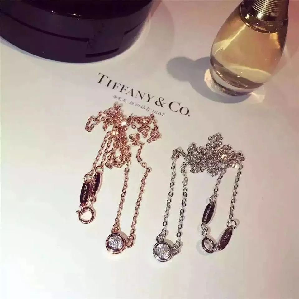 2021 Tiffany Elsa Peretti By The Yard Diamond Pendant Necklace Sterling Silver Set Knockoff UK GRP02775/GRP05156