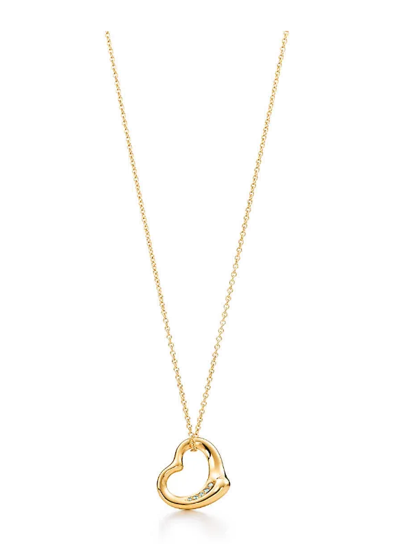 Tiffany Elsa Peretti Open Heart Pendant Studded Crystals Necklace Fashion Women Jewelry 11624294/30171179