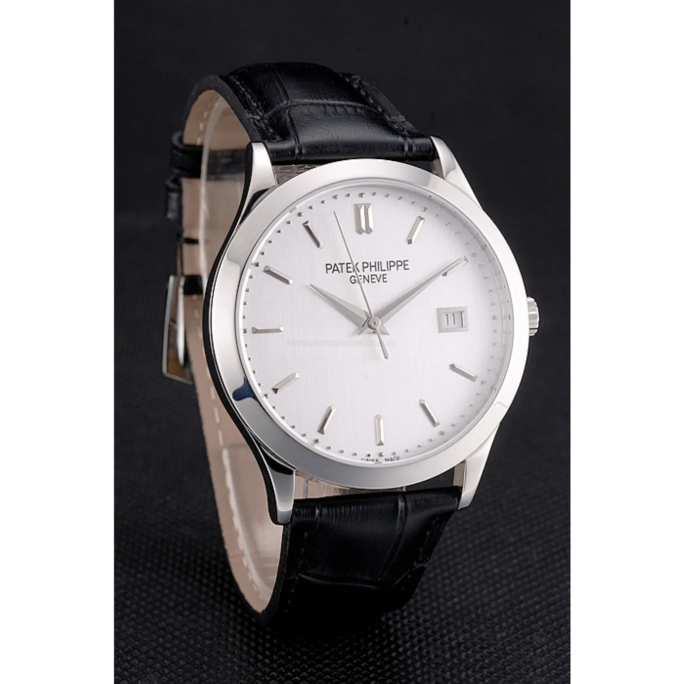 Calatrava Dial White 38 mm, Stainless Steel