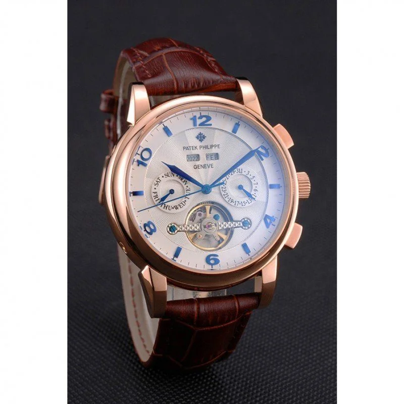 Perpetual Calendar Tourbillon Dial White 44 mm, Rose Gold Plated
