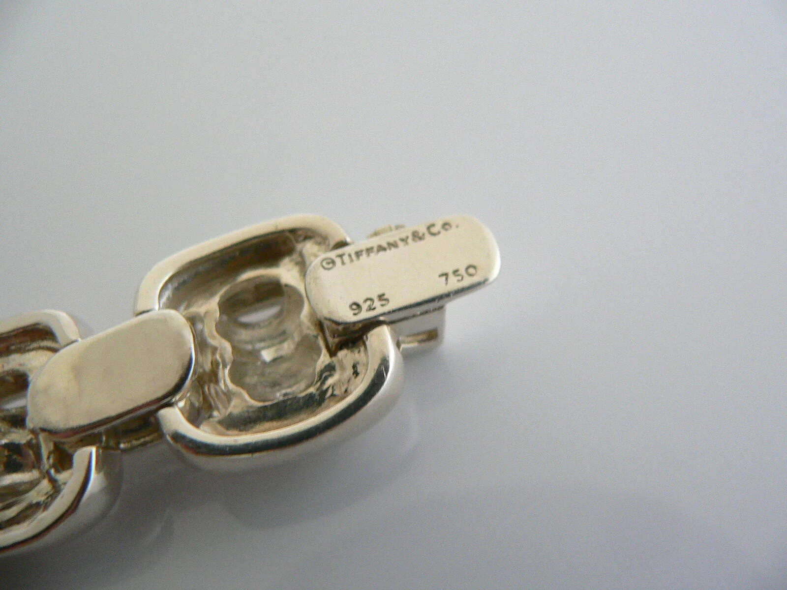 Tiffany & Co Silver 18K Gold Rope Square Bracelet Bangle Gift Statement Love Art