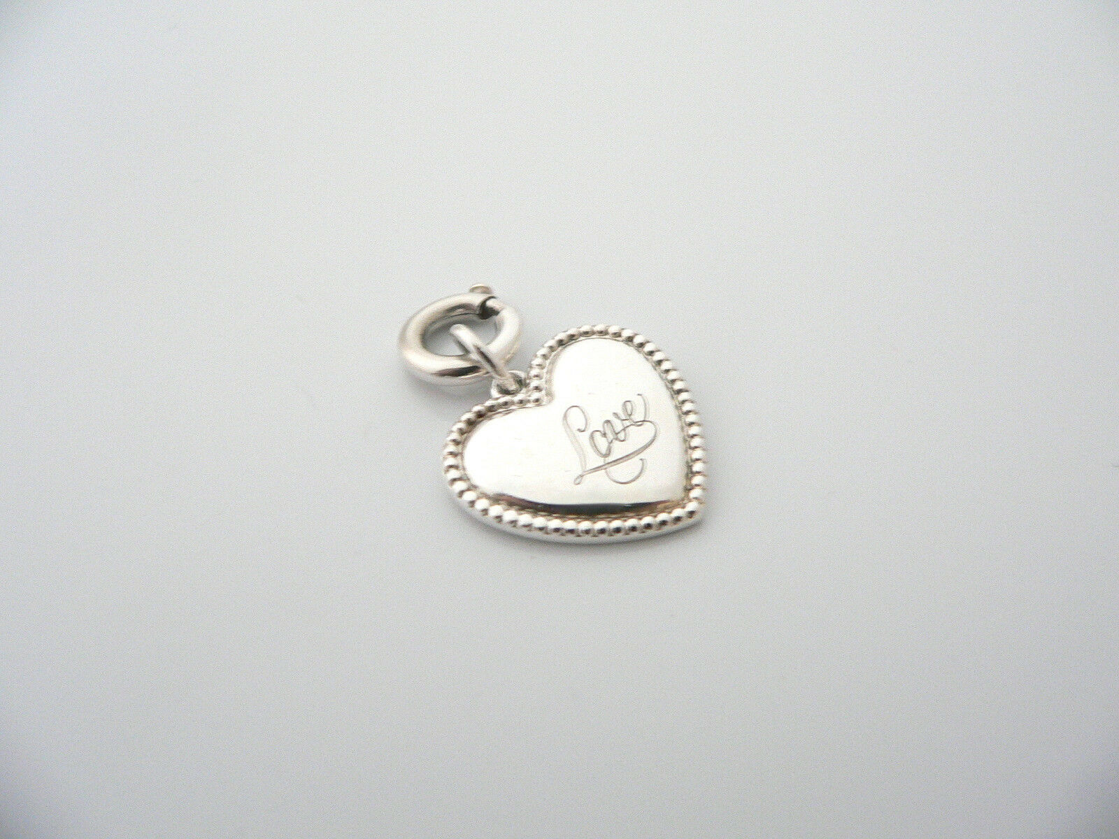 Tiffany & Co Silver Love Heart Bead Pendant Clasp Charm 4 Necklace Bracelet Gift