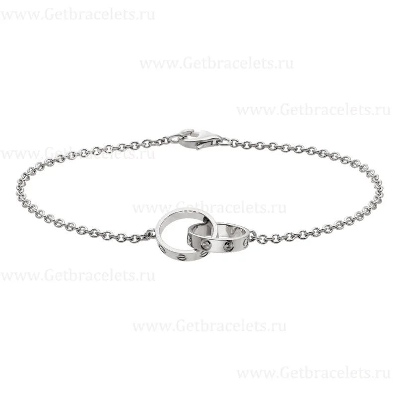 Replica Cariter Love Bracelet White Gold Double Ring B6027200