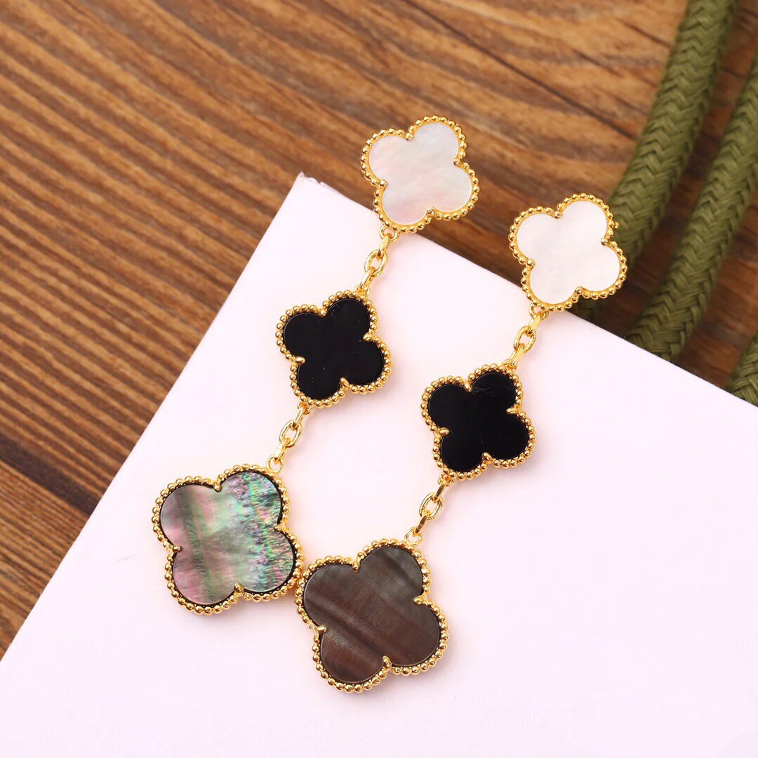 Van Cleef & Arpels Triple Clover Stud Earrings, Magic Alhambra earrings, 3 motifs