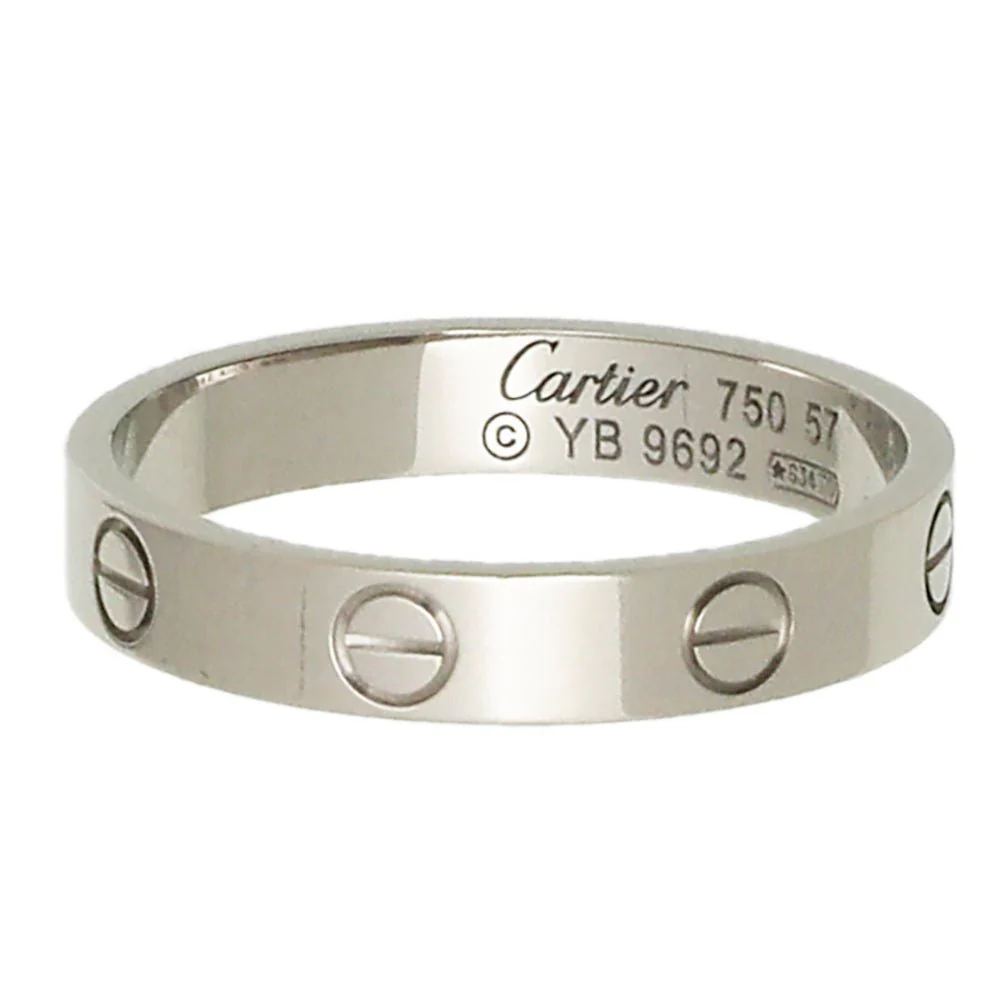 Cartier 18K White Gold Love Wedding Band Ring 57