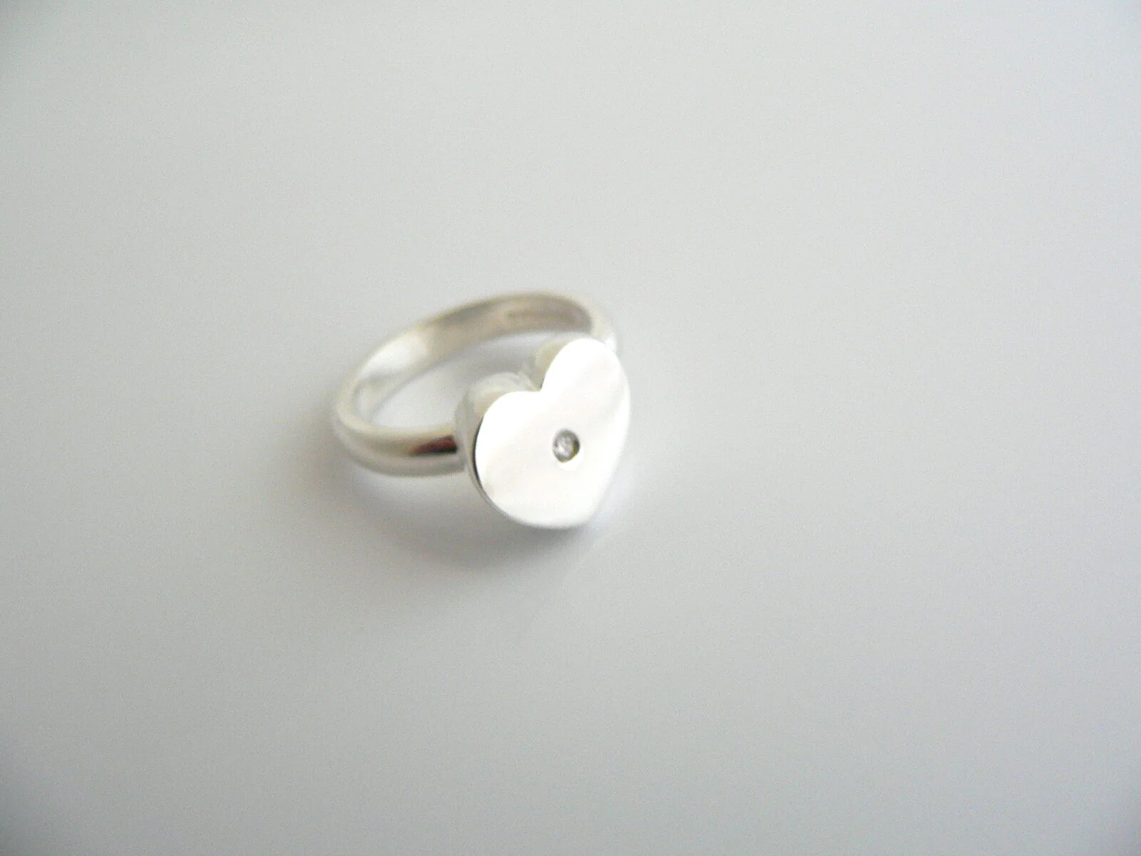 Tiffany & Co Silver Picasso Diamond Modern Heart Ring Band Sz 5.25 Gift Love