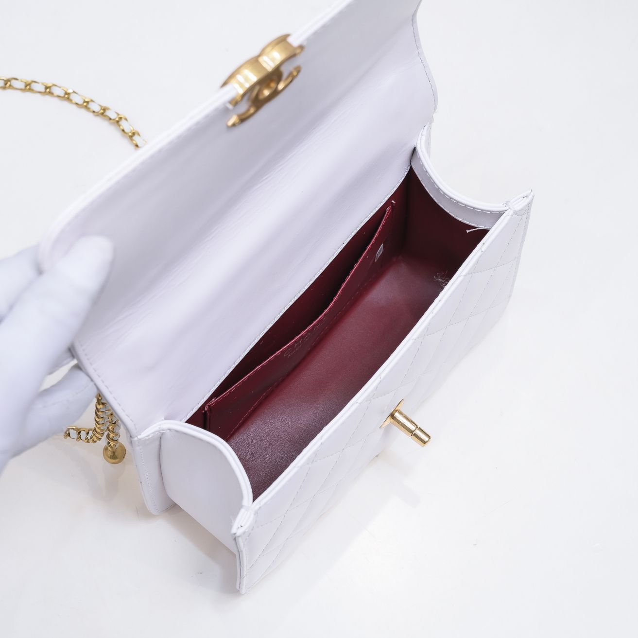 Chanel WOC Double Gold Ball Chain Shoulder Bag Handbag