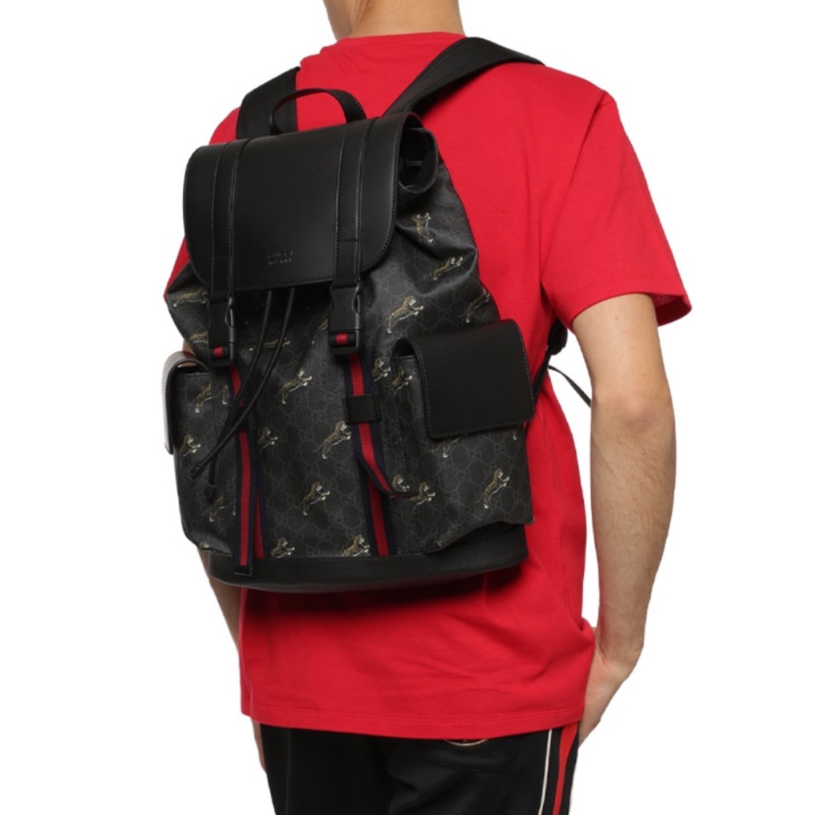 Gucci Striped Webbing Backpack Bag (Replica)