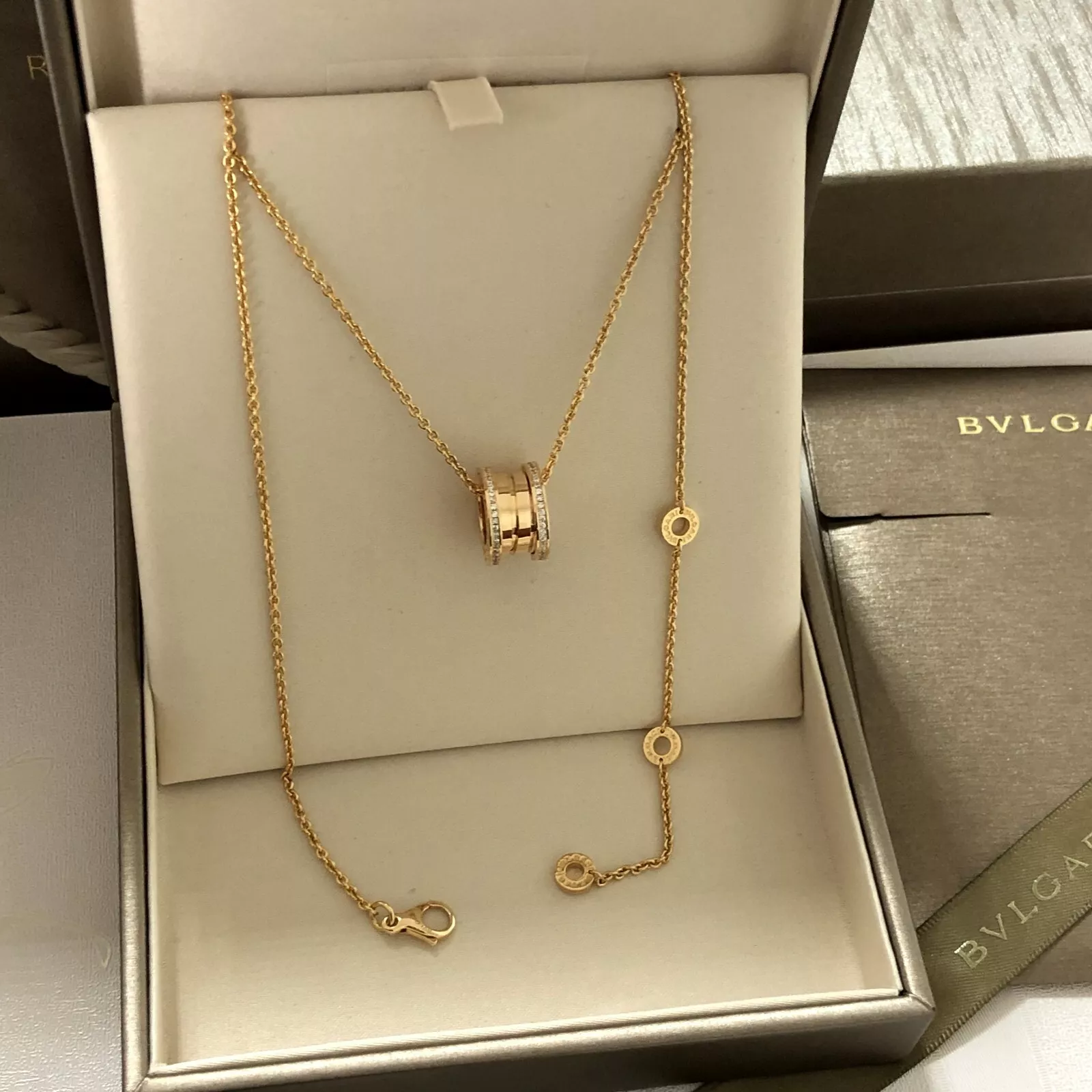 Bulgari B Zero Necklace 18K rose gold Au750 diamond necklace