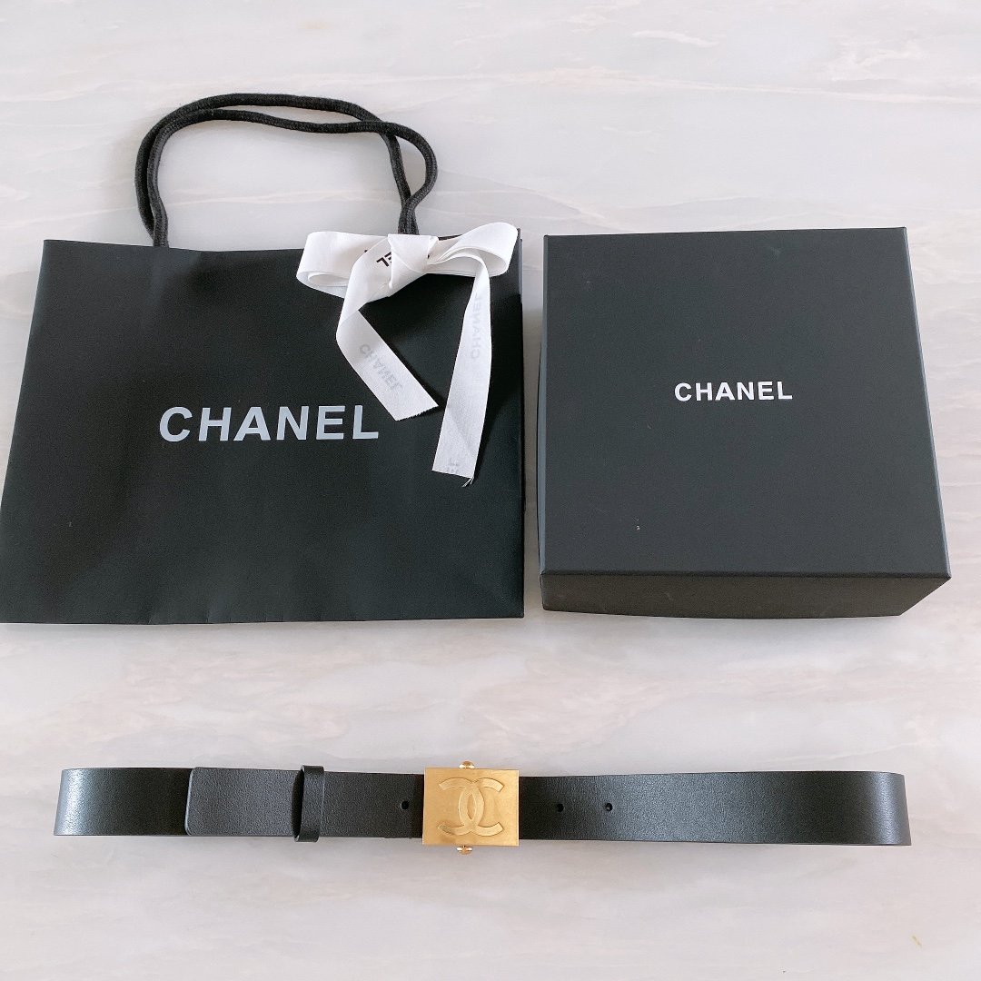Chanel Belt With Ribbon Buckle Black Women Belt 30MM
