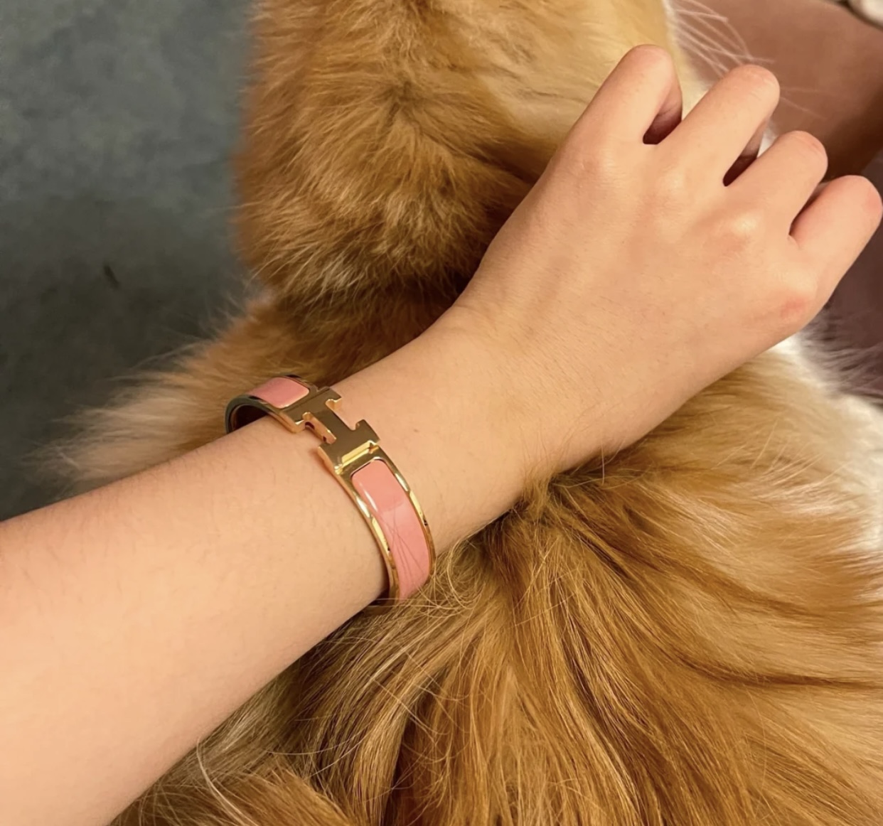 Hermes Clic H bracelet, Pink Enamel, Rose Gold