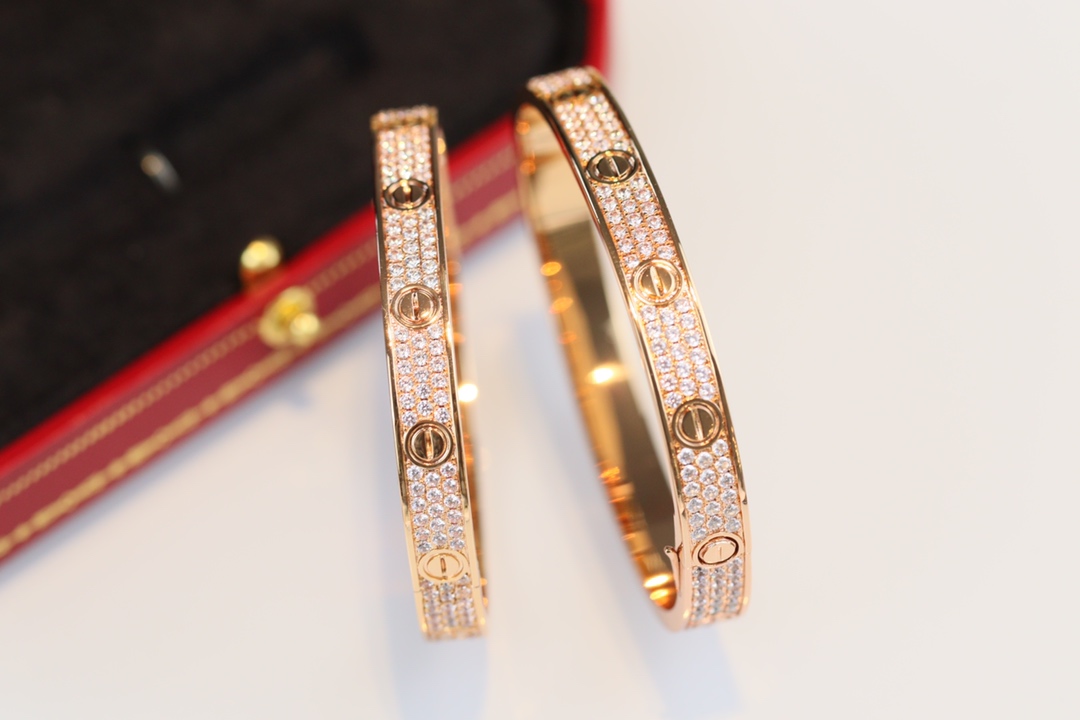Cartier Love Bracelet Full Diamond Bracelet Rose Gold