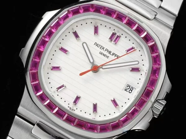 Nautilus 5711/1A-018  40 mm, Stainless Steel White Dial Purple Iced out