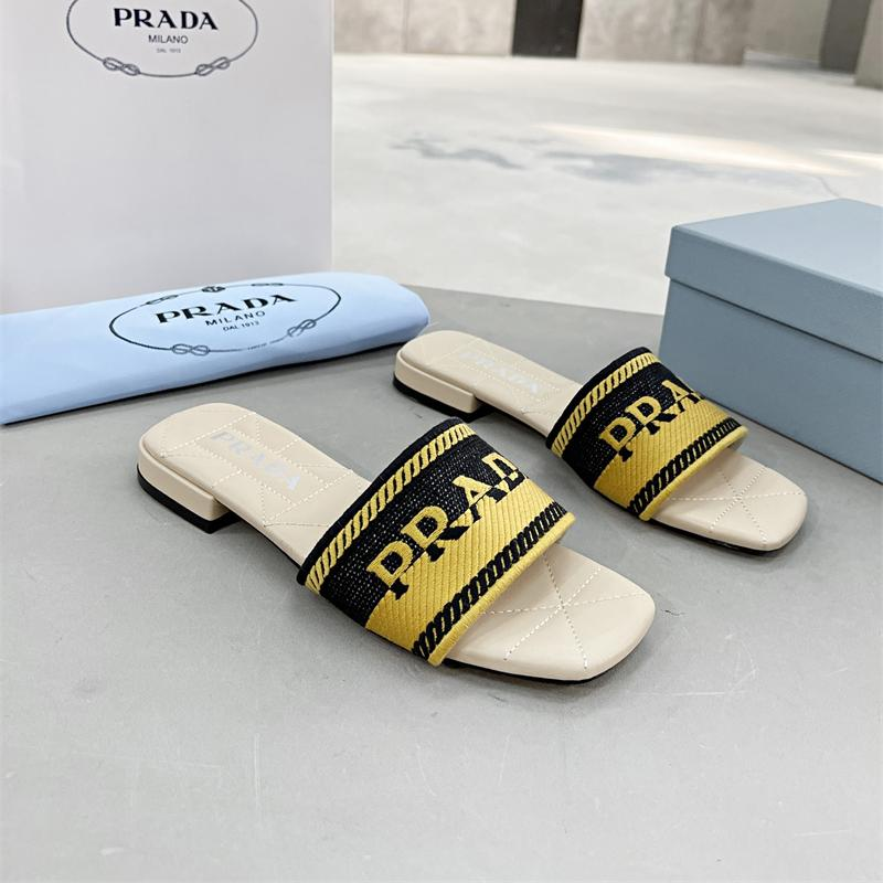 Prada Logo EmbroideryFashion Sandals Slide Sandal (Replica)