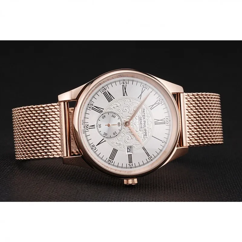 Calatrava Small Seconds Dial White 40 mm, Rose Gold Plated