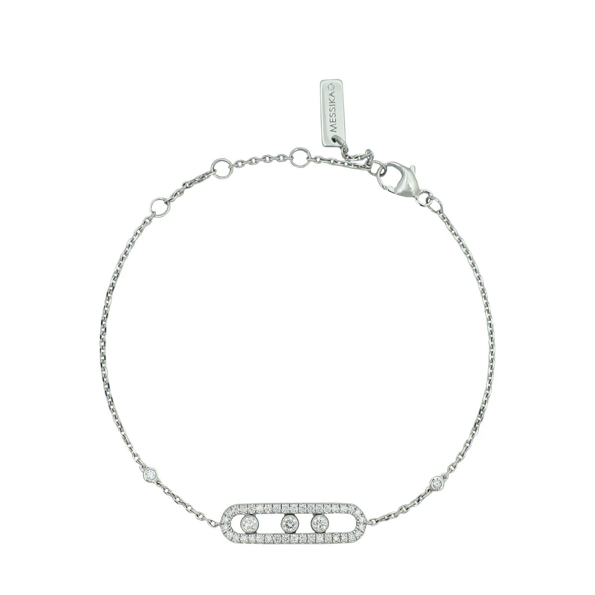 Messika 18K White Gold Diamond Pavé Baby Move Bracelet