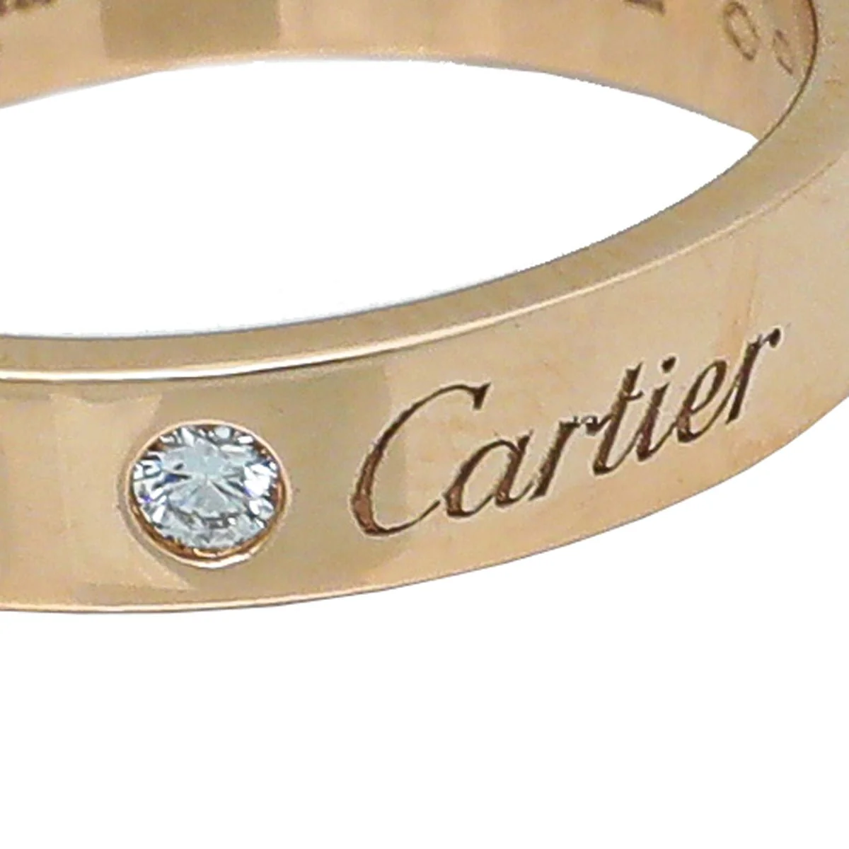 Cartier 18K Pink Gold Diamond C De Cartier Wedding Band Ring 56